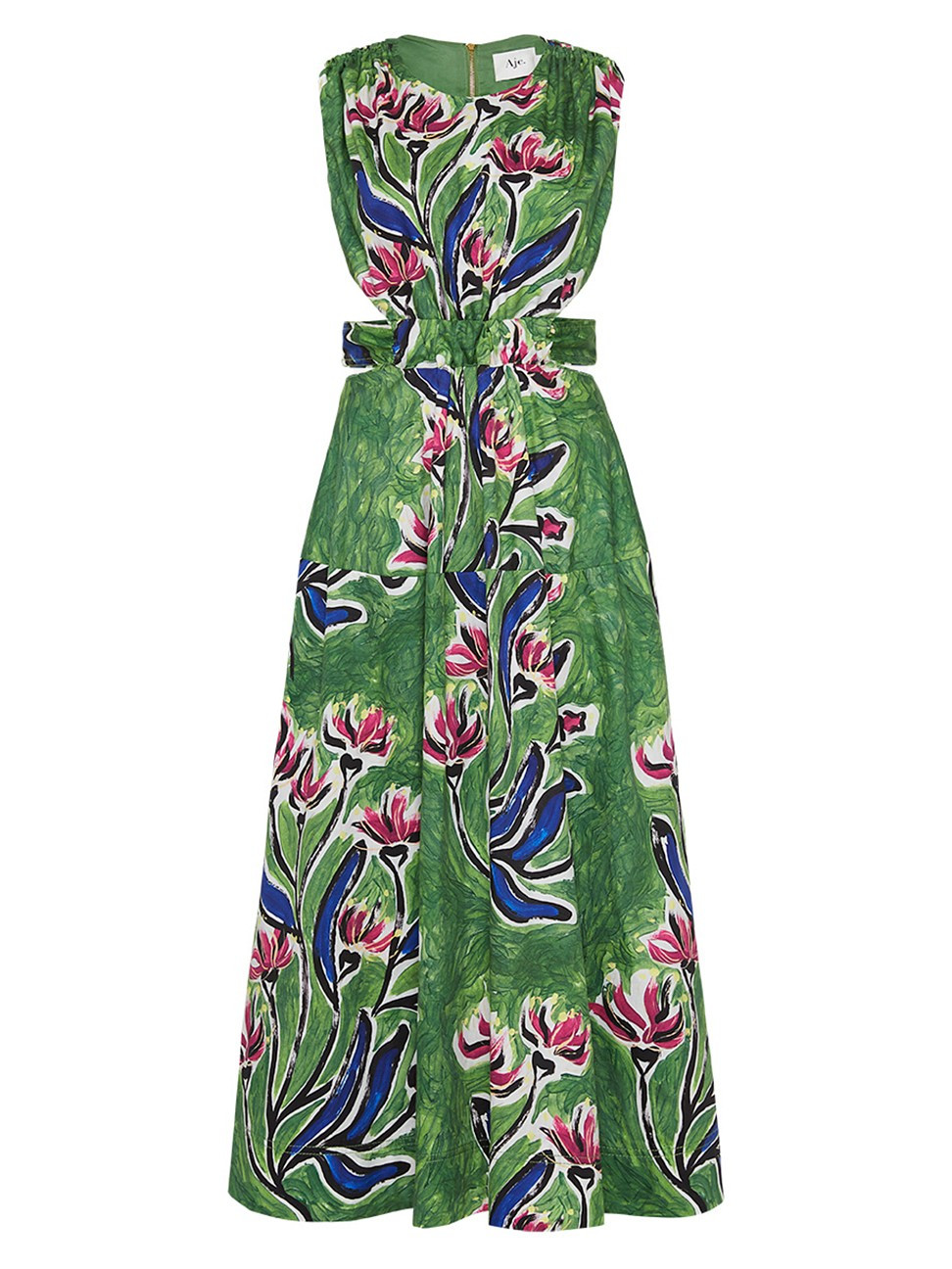 Women's Zorina Tie-Waist Cotton Midi-Dress - Native Gumnut Floral - Size 2 | Saks Fifth Avenue