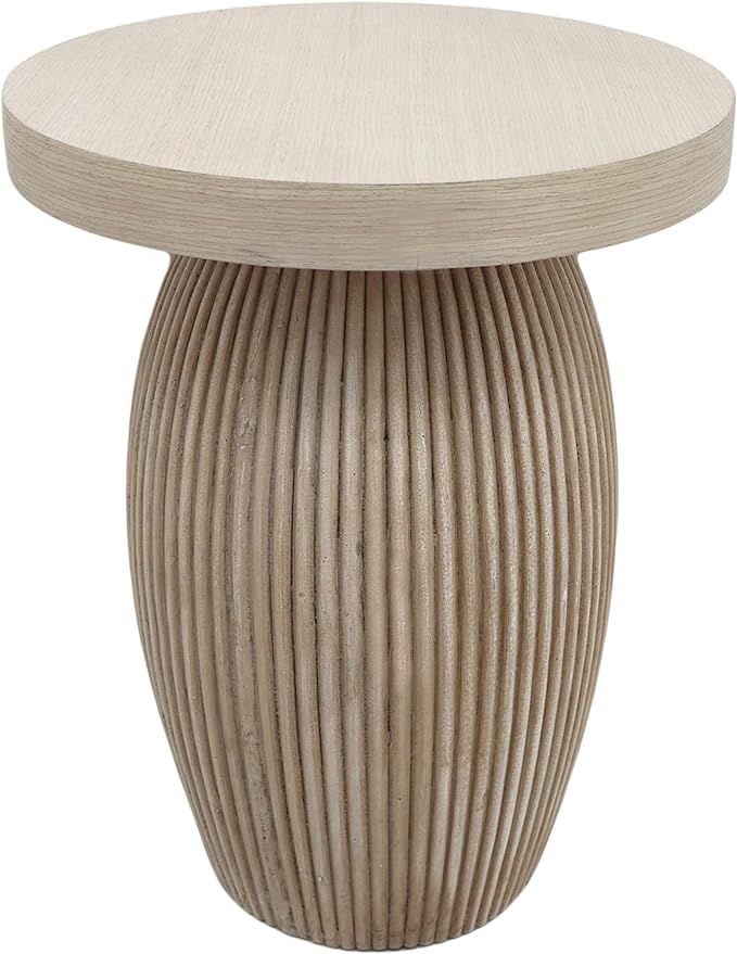 Boho Accent Round End Table - 15.7" Dia. x 20.5" H, Small Side Table Circular Nightstand Plant St... | Amazon (US)