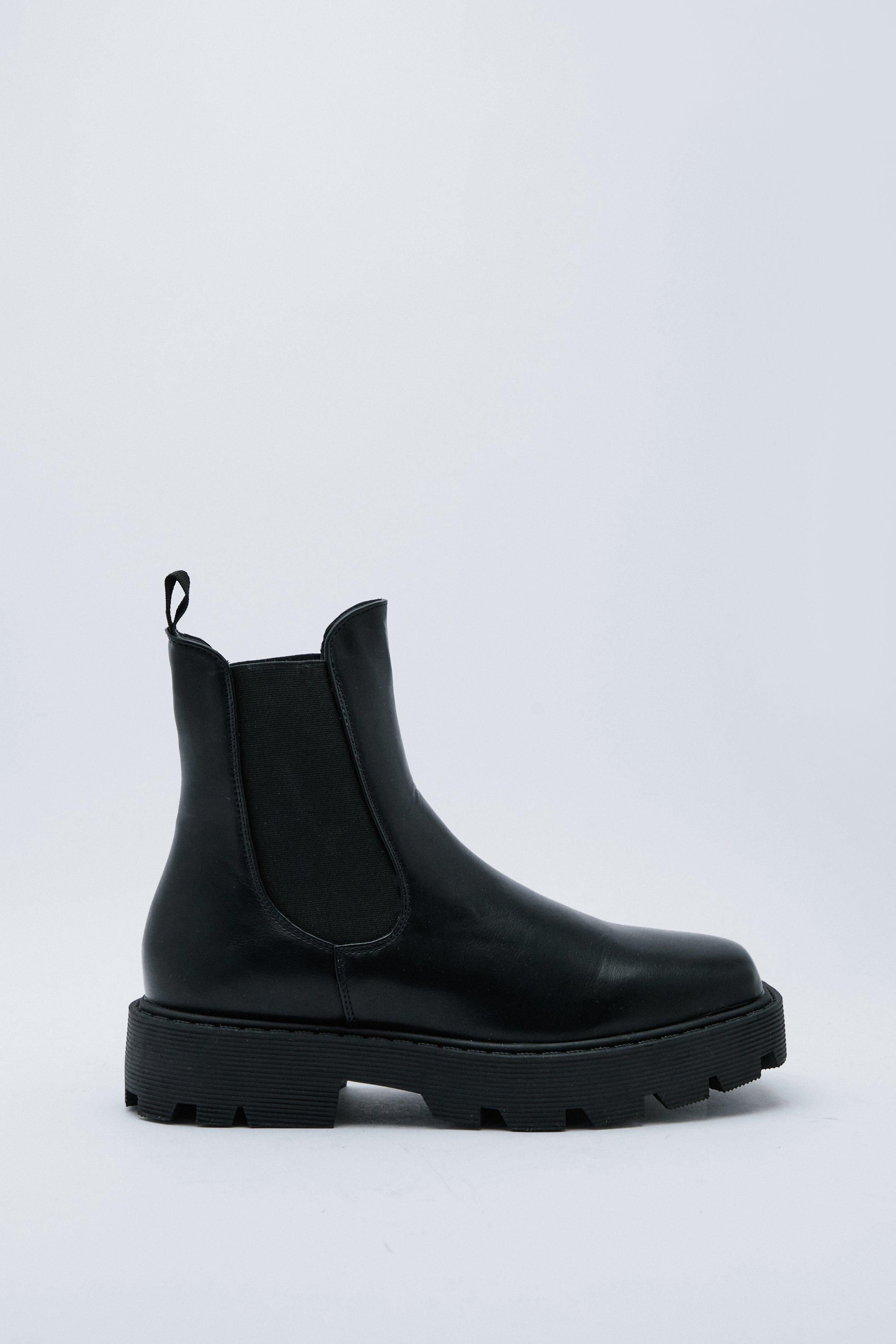 Faux Leather Cleated Chelsea Ankle Boots | Nasty Gal (US)