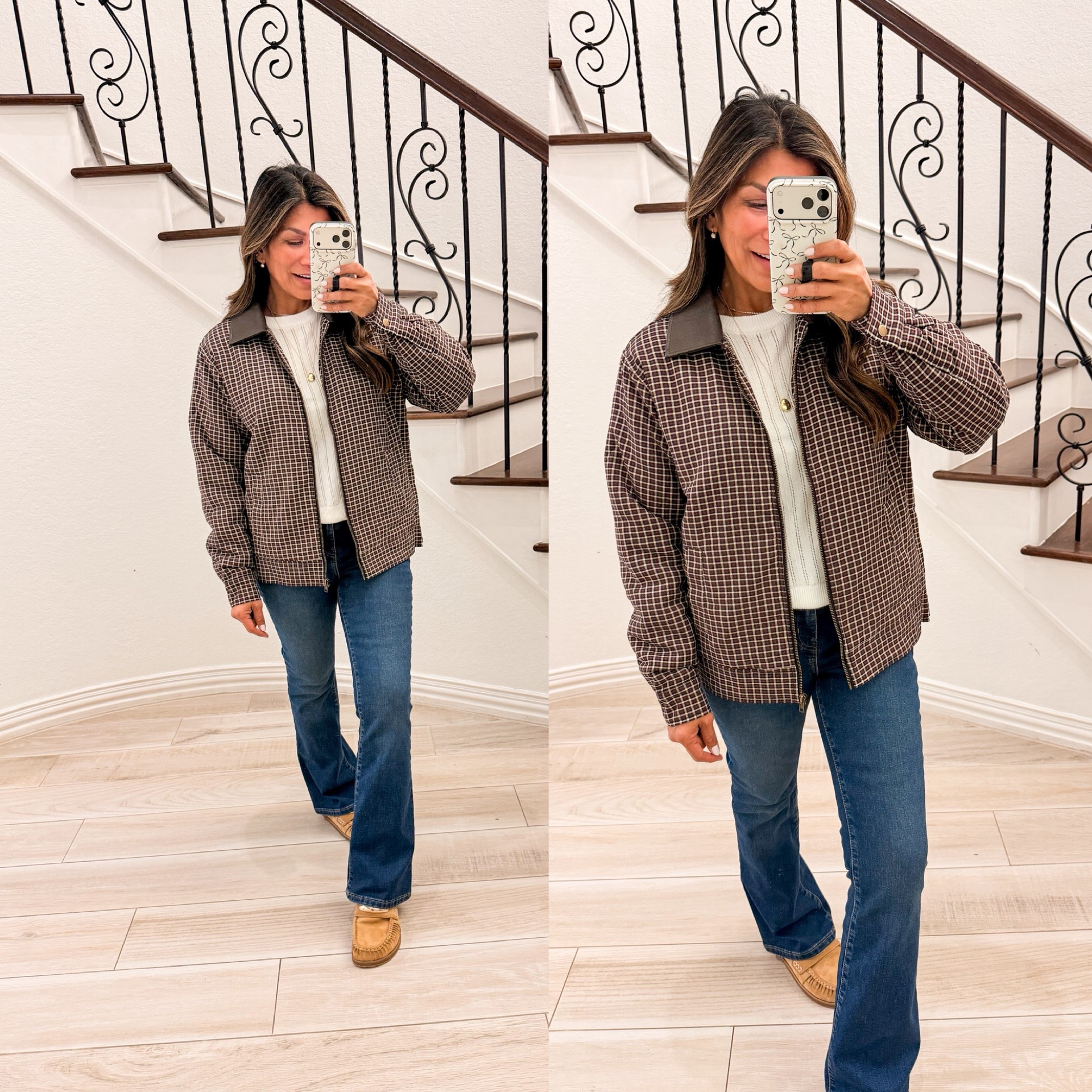 I’m 5’2” 118#ish for reference 
White top underneath puffy jacket in size XS tts. 
Plaid puffy jacket in size small runs big. I could also do XS.
Bootcut jeans fit tts in size 2 short length. If b/w sizes size up.
Mules with gold detail fit tts.

Fall Outfits, fall fashion, women over 50, Walmart  finds, over 50 style, midlife fashion, petite fashion,midlife women, affordable fashion, fashion over40, elevated easy outfits, denim, jeans, fall shoes.

#LTKOver40 #LTKmomlife #LTKPetite