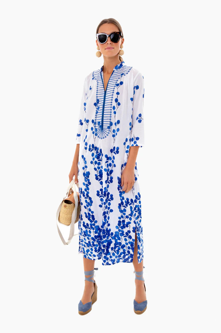 Exclusive Leaf Blue Clorinda Long Kaftan | Tuckernuck (US)