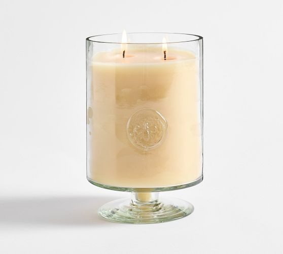 Stamped Glass Pedestal Candle - Mediterranean Citrus | Pottery Barn (US)