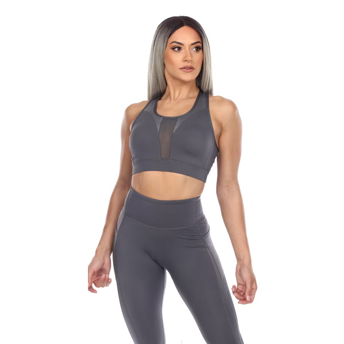 Women's Racer Back Sports Bra Black - White Mark | Target