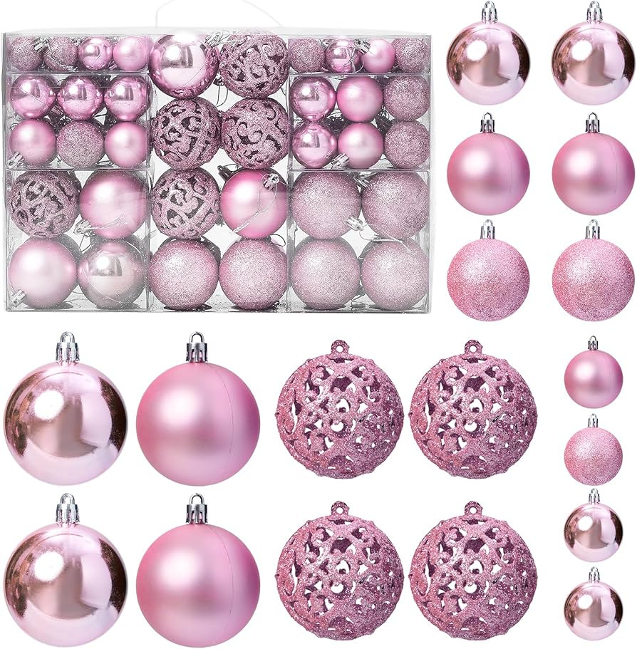 100PCS Christmas Ball Ornaments for Tree,Shatterproof Plastic Holiday Baubles Set in Assorted Siz... | Amazon (US)