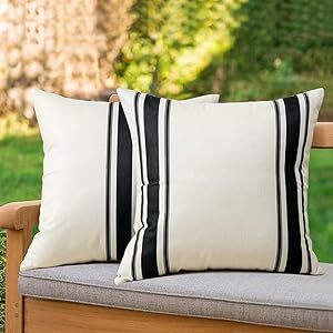 OTOSTAR Pack of 2 Outdoor Waterproof Decorative Pillow Covers 20x20 Inch Linen Geometry Pillowcas... | Amazon (US)