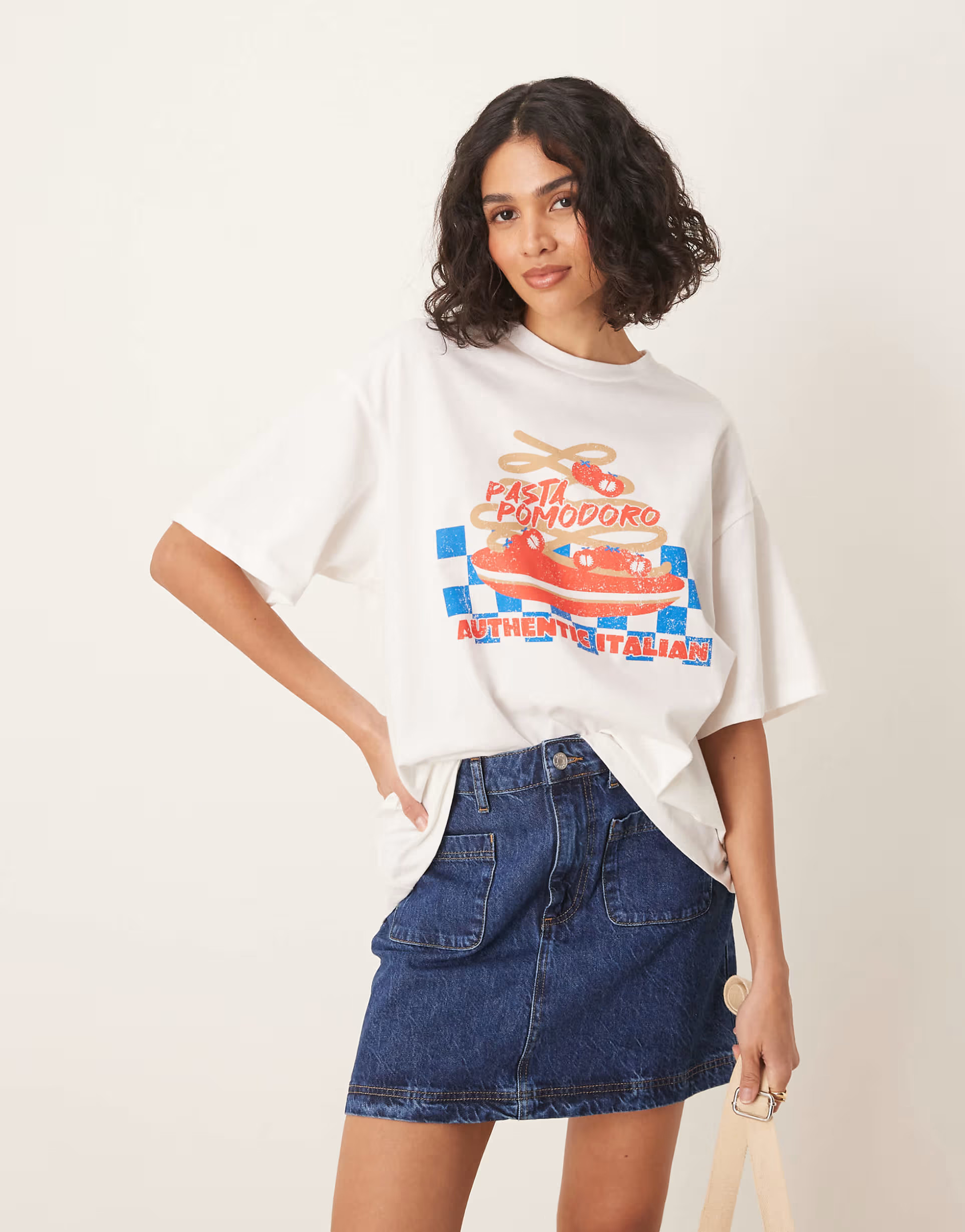 ASOS DESIGN oversized t-shirt with pasta food graphic in white | ASOS (Global)