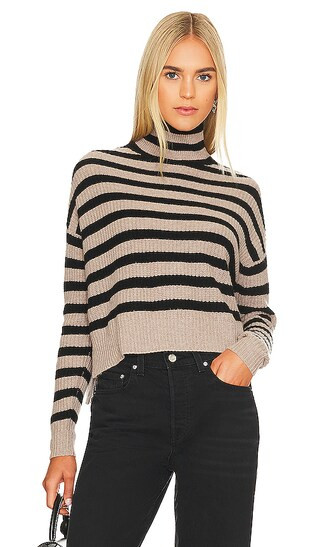 Striped Turtleneck Sweater in Stone & Black | Revolve Clothing (Global)