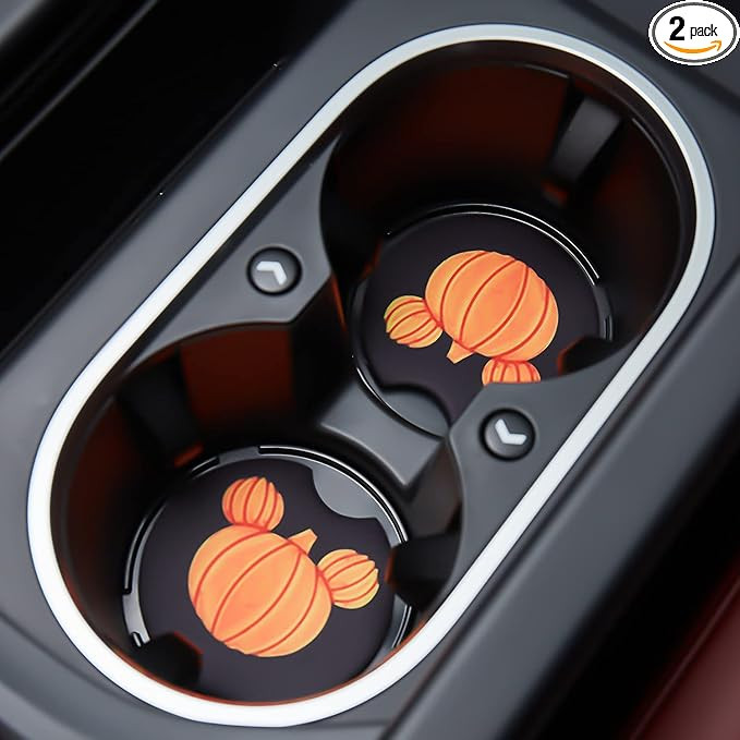 Jupswan Car Coaster for Cupholder,2 Pack Pumpkin Car Decals Cup Coaster Must Have Car Accessories... | Amazon (US)