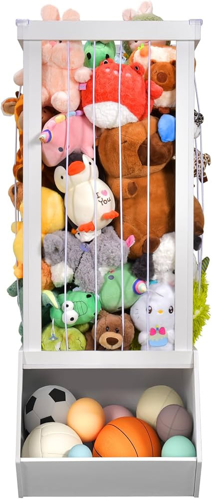 Wood Stuffed Animal Storage, 50'' Kids Toy Storage Organizer with Bins, Large Stuffed Animal Zoo ... | Amazon (US)