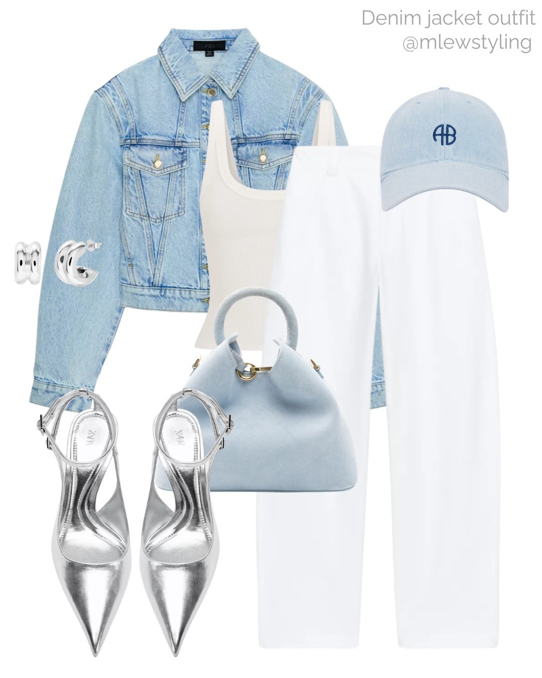 Silver & baby blue 🩵

Tags: spring outfit, Mango denim jacket, white pants, dissh tank top, anine bing baseball cap, blue suede handbag, silver heels, elevated everyday outfit, chic look, day date 

#LTKgrwm #LTKootd #LTKSeasonal