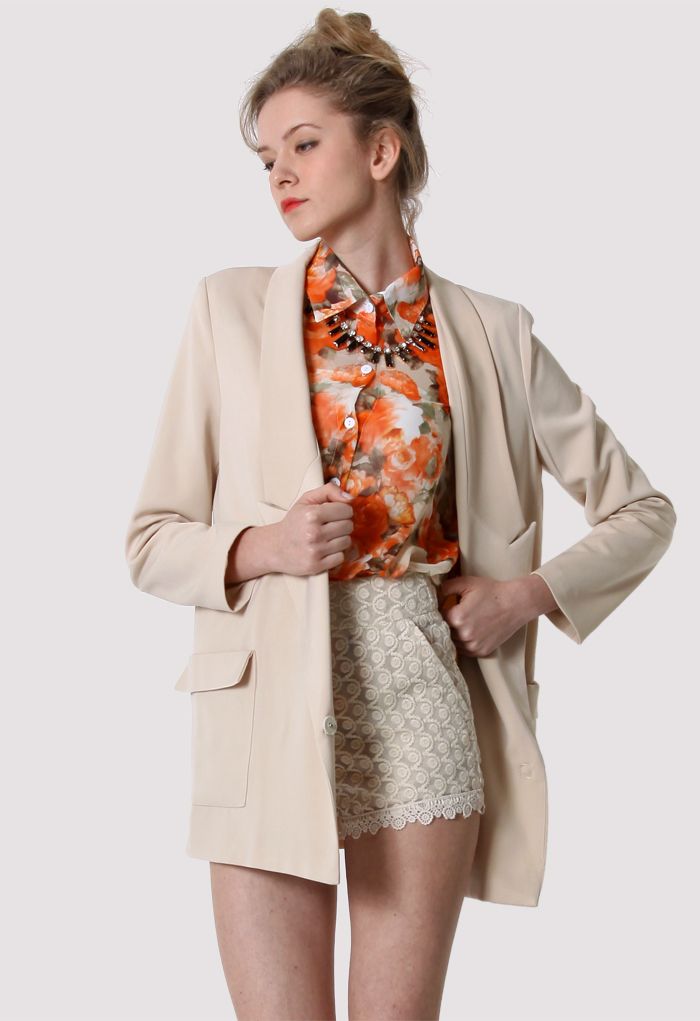 Charms Double Breasted Nude Blazer | Chicwish