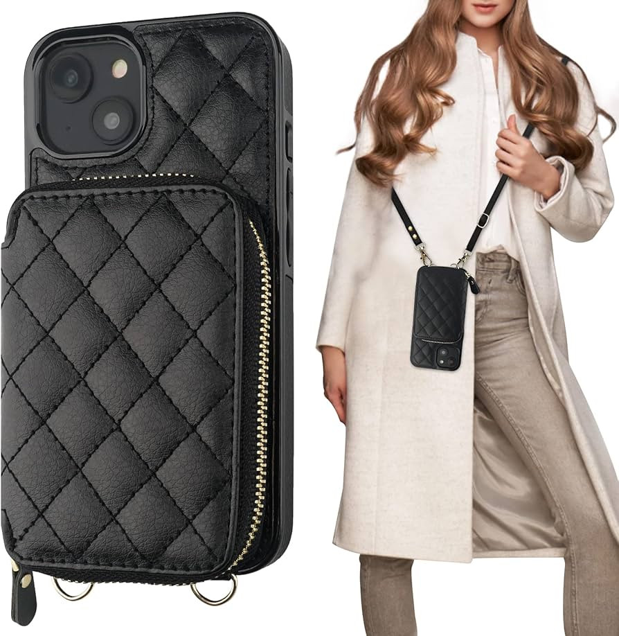 Bocasal Crossbody Wallet Case for iPhone 14 Plus, RFID Blocking PU Leather Zipper Handbag Purse F... | Amazon (US)