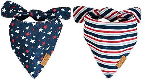 Remy+Roo Dog Bandanas - 2 Pack | Stars+Stripes Set | Premium Durable Fabric | Unique Shape | Adjusta | Amazon (US)