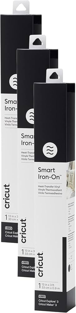 Cricut Smart Iron On, Black, 3-Pack of 3ft Rolls (13"x36") Heat Transfer Vinyl for Maker & Explor... | Amazon (US)