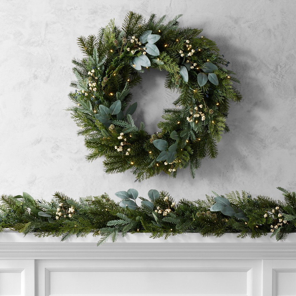 Winter Greens Faux Wreath &amp; Garland | Williams-Sonoma