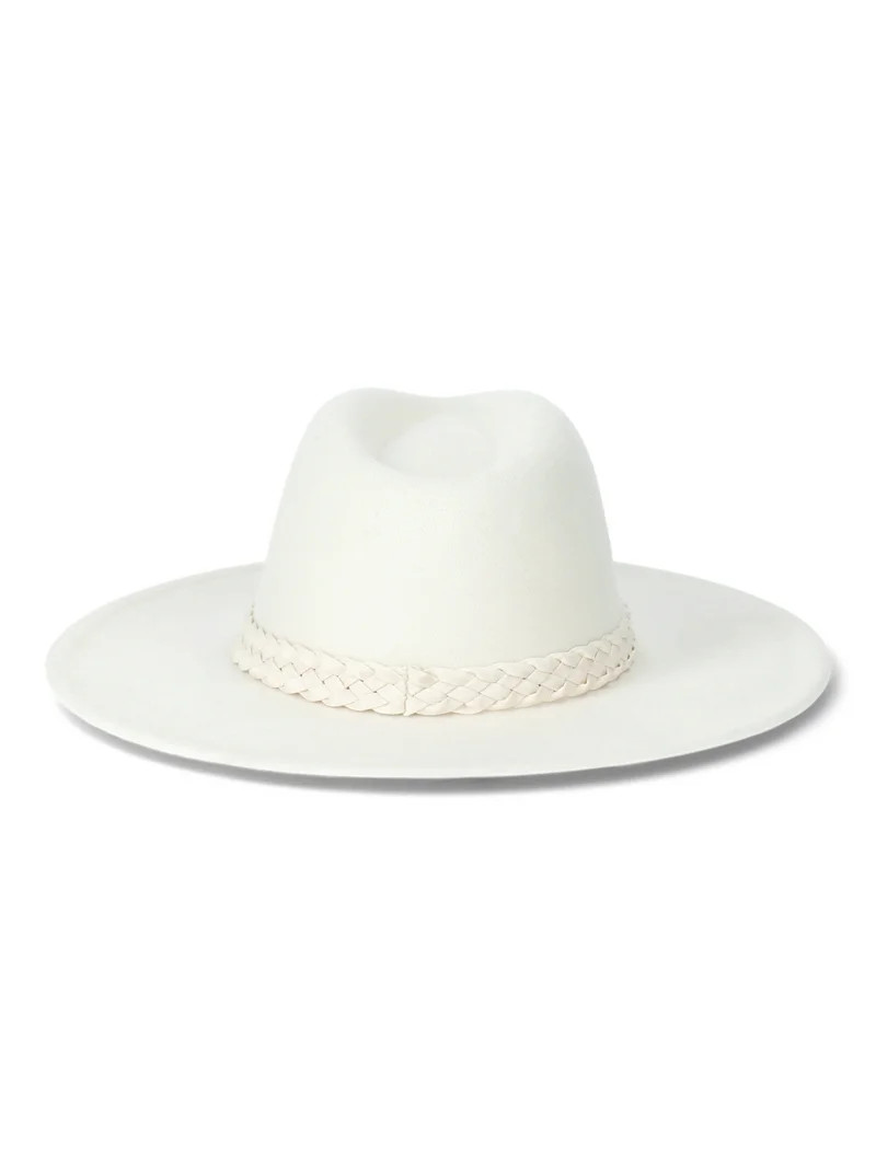 Time and Tru Women's Fedora Hat with Braided Band Trim | Walmart (US)