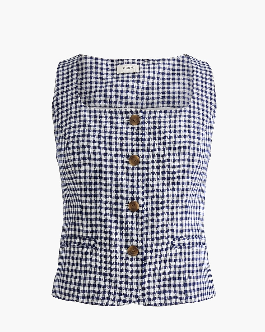 Linen-blend scoopneck button-front vest | J.Crew Factory