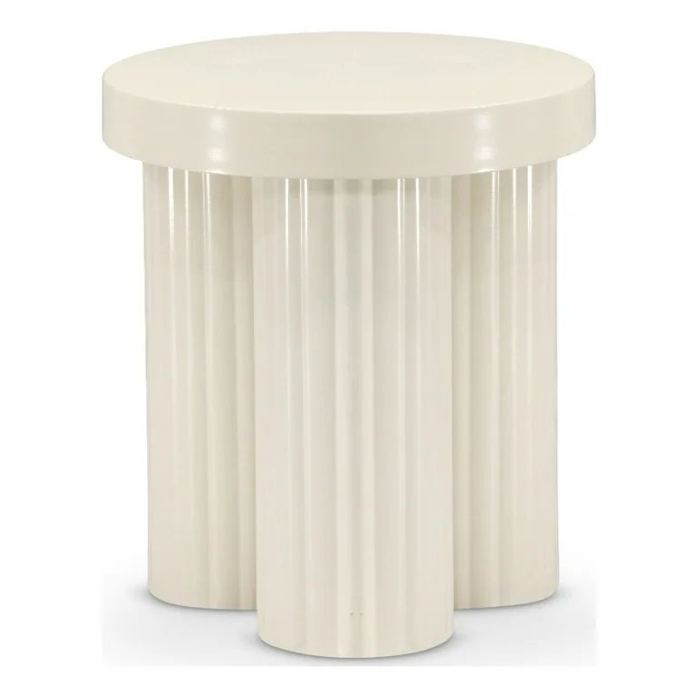 Meridian Furniture Rhodes Contemporary Metal End Table in Cream | Walmart (US)