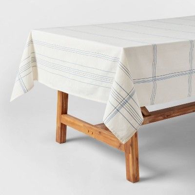 80&#34; x 60&#34; Cotton Textured Tablecloth Blue/White - Threshold&#8482; | Target
