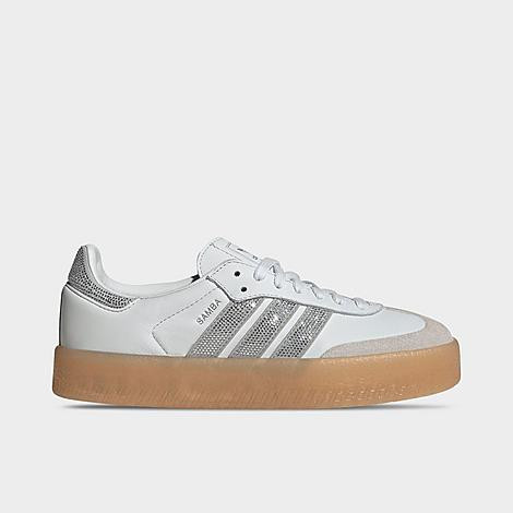 adidas Women's Originals Sambae SE Casual Shoes in Crystal White/Silver Metallic/Gum Size: 5.0 | Finish Line (US)