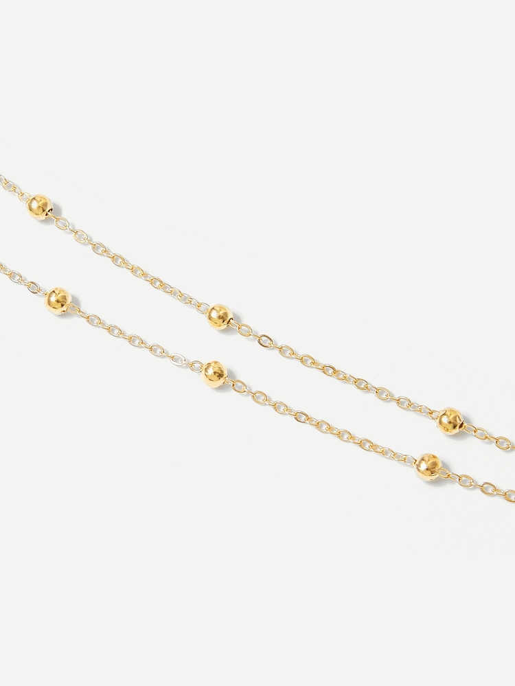Metal Ball Detail Layered Chain Anklet | SHEIN