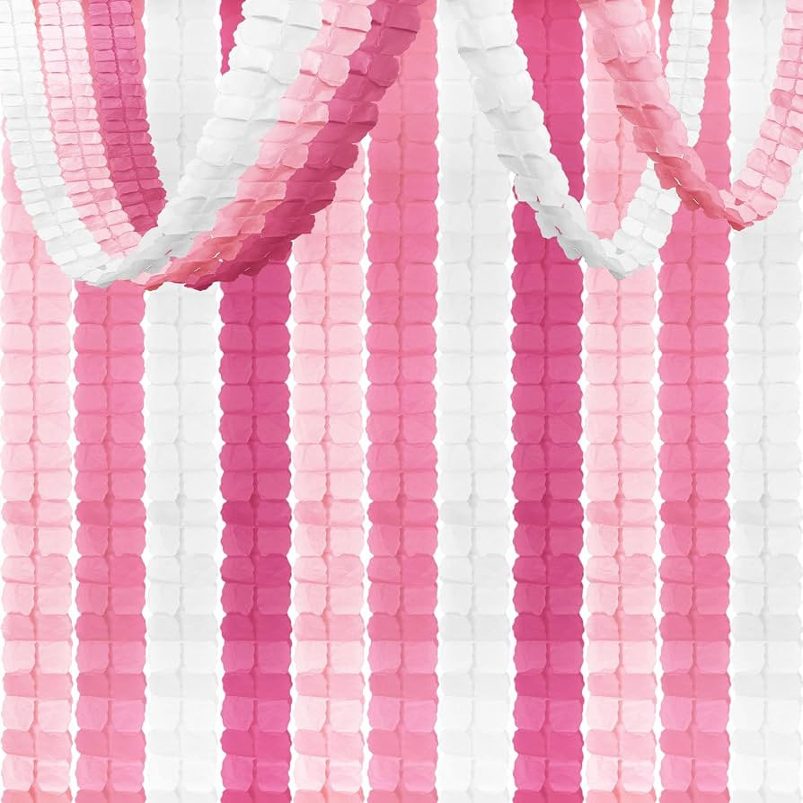 12 Pcs Pink White Paper Streamers Garland, Four Leaf Clover Reusable Paper Banner, 13 Ft Tissue L... | Amazon (US)