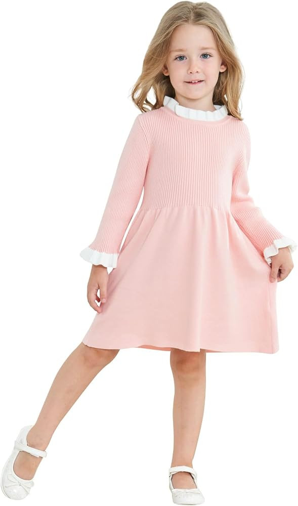 RAISEVERN Toddler Girl Sweater Dresses Kids Knit Fall Winter Long Sleeve Dress for 12M-5T | Amazon (US)
