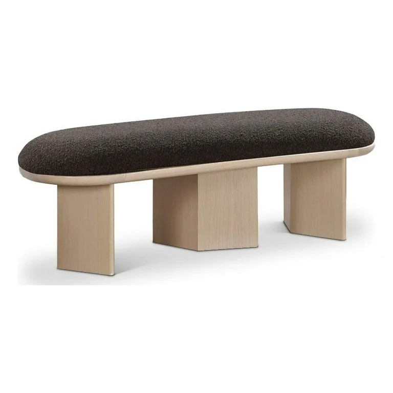 Meridian Furniture Wilshire Brown Boucle Fabric Bench | Walmart (US)