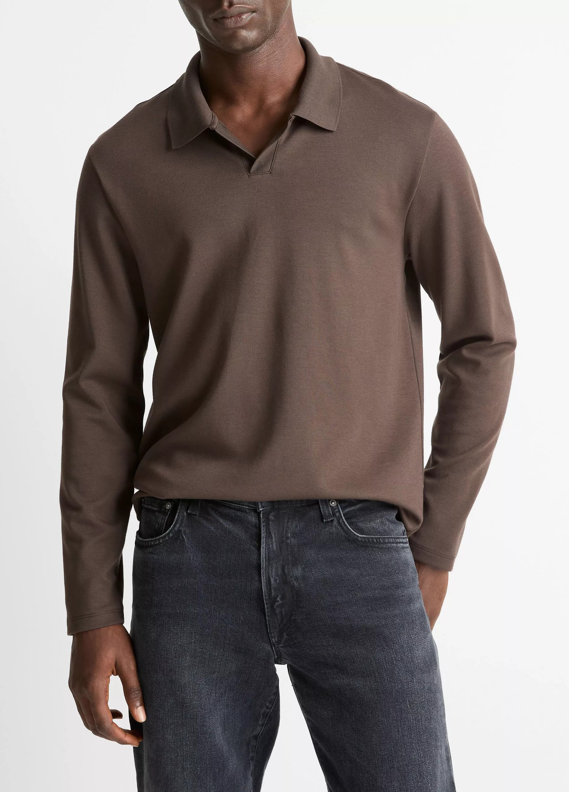 Milano Pima Cotton-Blend Johnny-Collar Shirt | Vince LLC