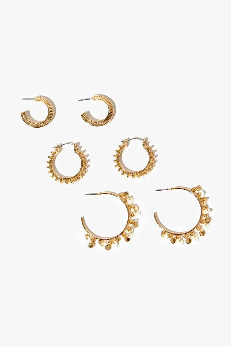 Women's Disc Charm Hoop Earring Set in Gold | Forever 21 (US)