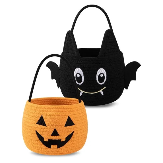 CHERISHGARD Set of 2 4L Halloween Cute Cotton Rope Baskets for Kids ,5.9 in*5.9 in*5.9 in ,Hallow... | Walmart (US)