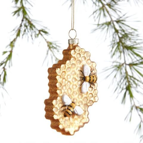 Glass Honeycomb and Bee Ornament | World Market