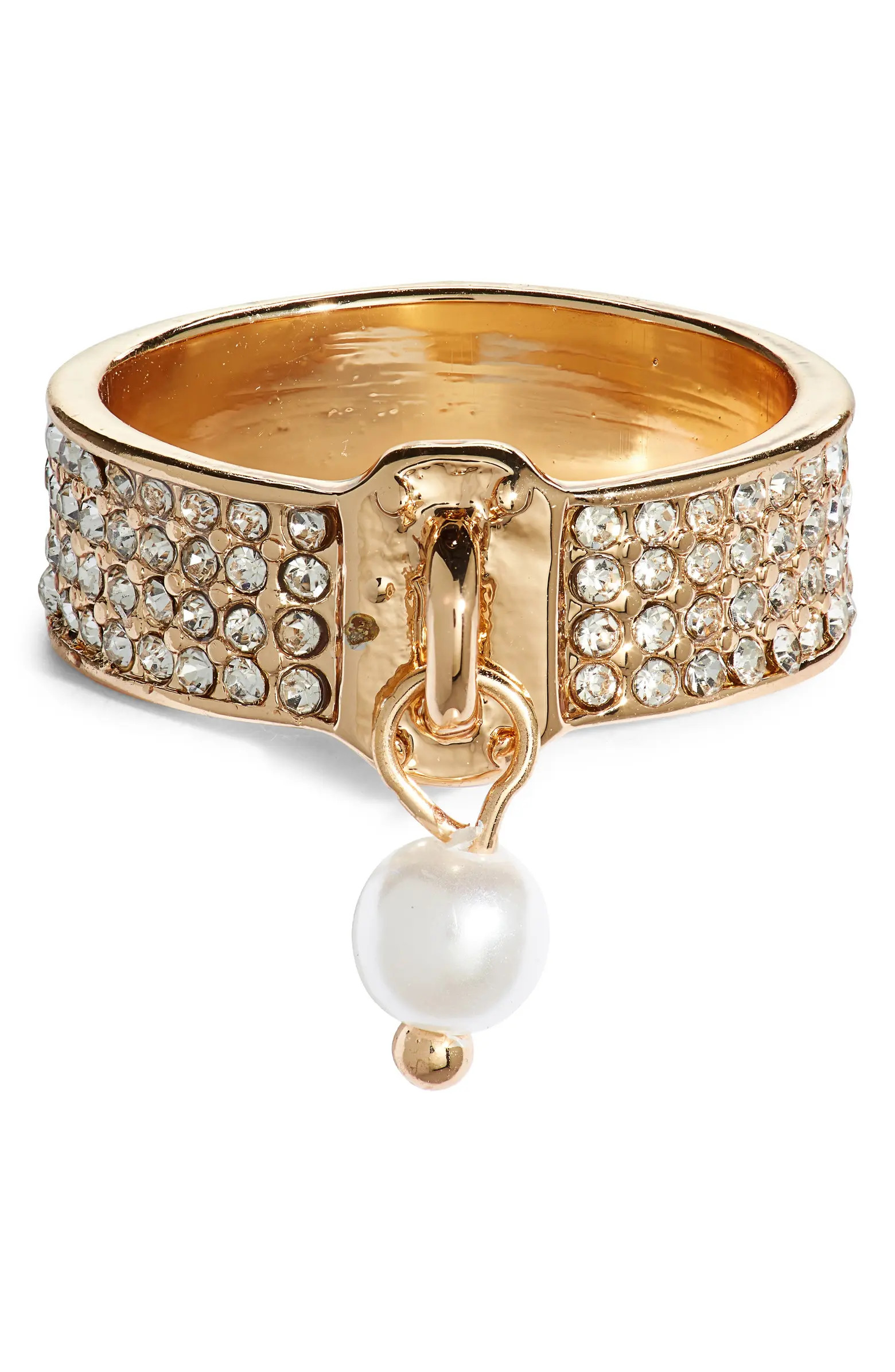 Open Edit Imitation Pearl Drop Pavé Band Ring | Nordstrom | Nordstrom