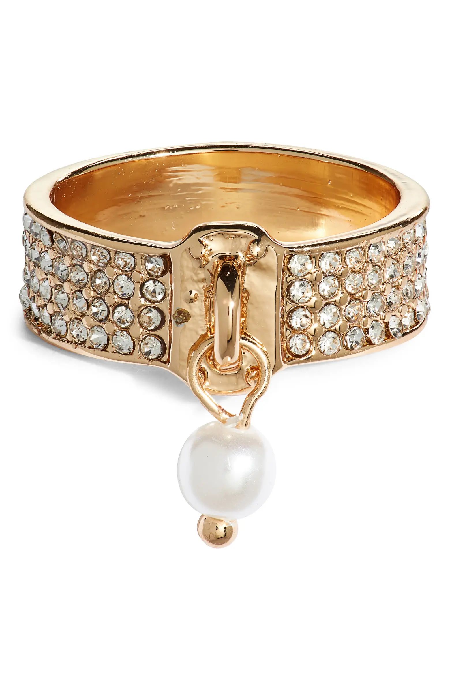 Open Edit Imitation Pearl Drop Pavé Band Ring | Nordstrom | Nordstrom