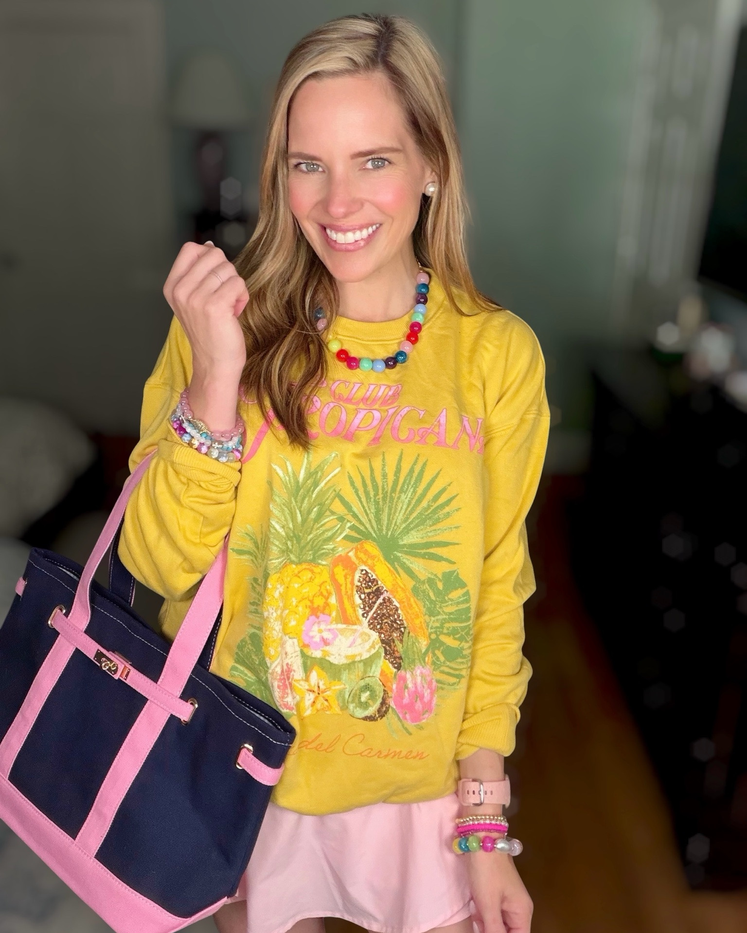 Tropical Graphic Sweatshirt & Pink Skort 🍍🌴💗

Bringing all the colorful vacation vibes with this tropical graphic sweatshirt and pink athletic skort combo! 🍍🌺💗 The cheerful colors, beaded jewelry, and classic sneakers make this such a fun look for travel days, theme parks, errands, or casual weekends. Paired with my favorite navy and pink Crown & Coastal tote for the perfect preppy finishing touch. ✨🌴🎀

#LTKStyle #LTKFashion #PreppyStyle #TropicalStyle #GraphicSweatshirt #PinkSkort #AthleisureStyle #ColorfulFashion #VacationStyle #ResortWear #ThemeParkOutfit #CasualChic #CrownAndCoastal #EverydayStyle #OOTD 🍍🌺💗✨🌴🎀

#LTKmomlife #LTKActive #LTKootd