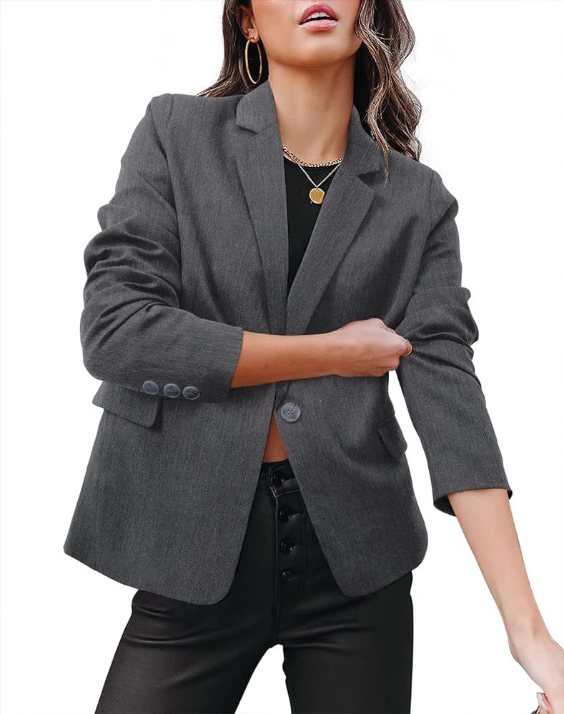 VNK Womens Casual Blazer Long Sleeve Business Suit Jacket Open Front Work Office Blazer Fashion D... | Amazon (US)