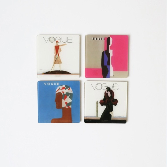 set of 4 VOGUE Magazine drink coasters illustrated | Poshmark