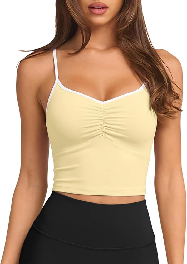 Longline Padded Sports Bra Workout Top for Women, Adjustable Straps Backless Crop Top Push Up Yog... | Amazon (US)