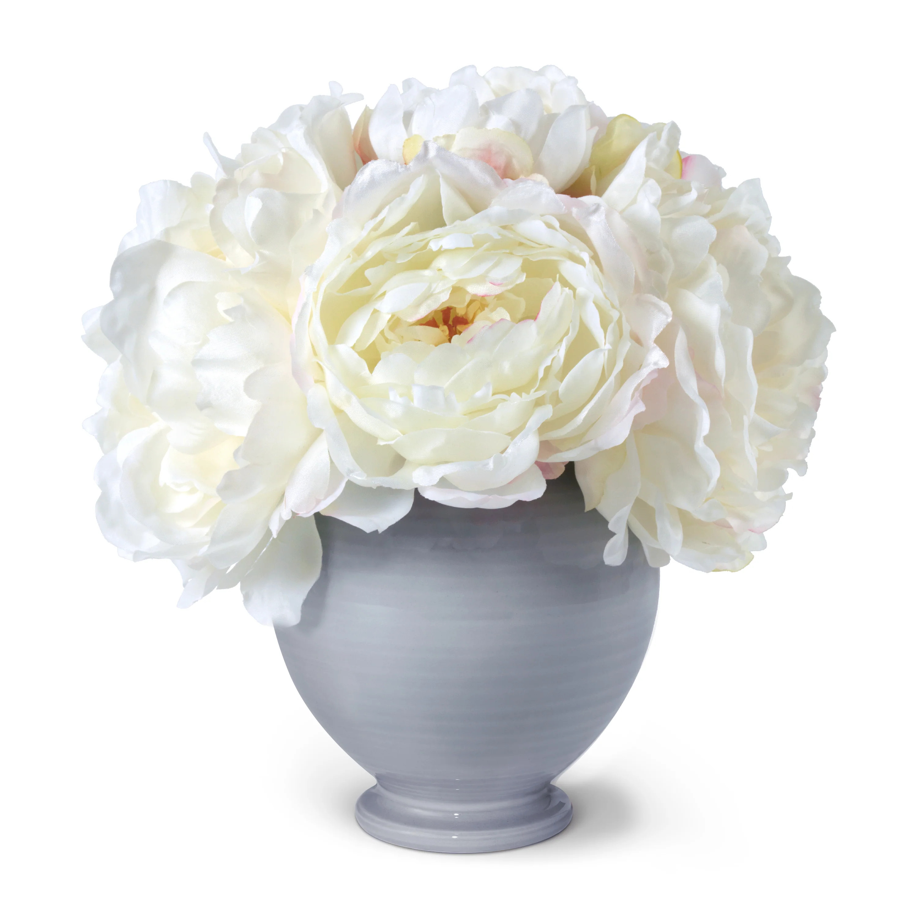 Cream Peonies in Siena Vase, Blue Haze | Diane James Home