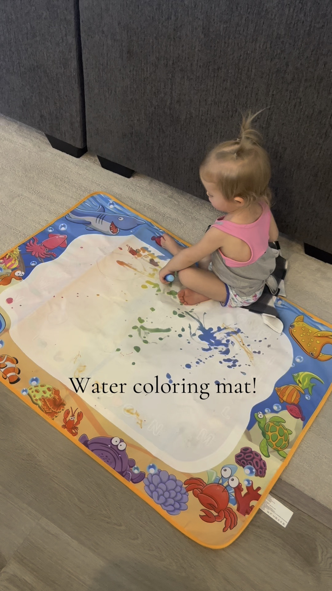 Water coloring mat! We got this for Christmas a few months ago and my kids are still playing with it! Such a great gift for toddlers that love to color.