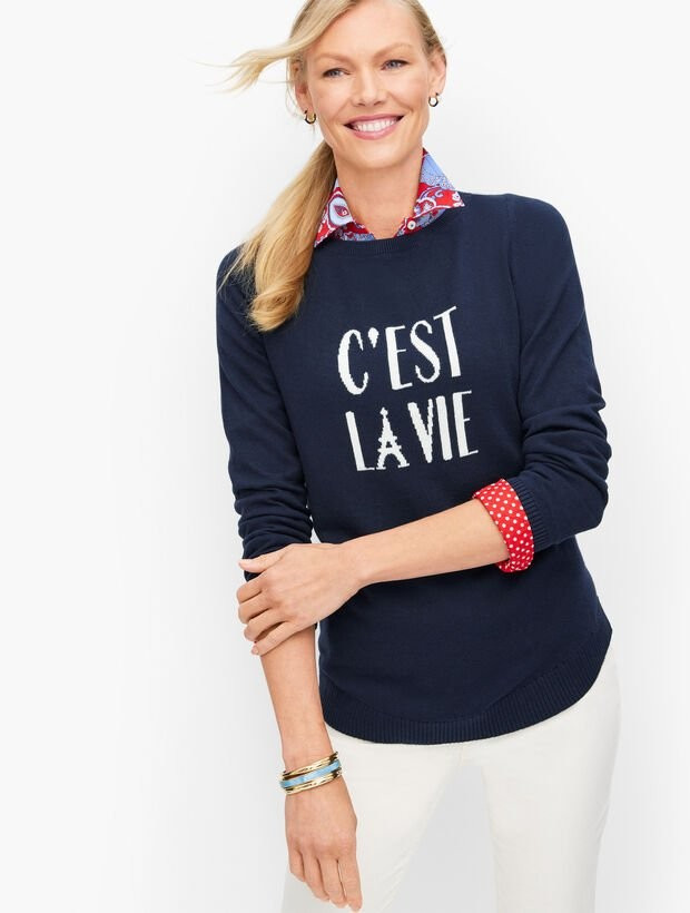 C’est La Vie Bateau Neck Sweater | Talbots