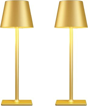 Yogaret Gold Rechargeable Cordless Table Lamp, Battery Operated, 2 Pack | Amazon (US)