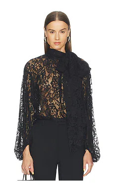 L'AGENCE Rhett Oversized Blouse in Black from Revolve.com | Revolve Clothing (Global)