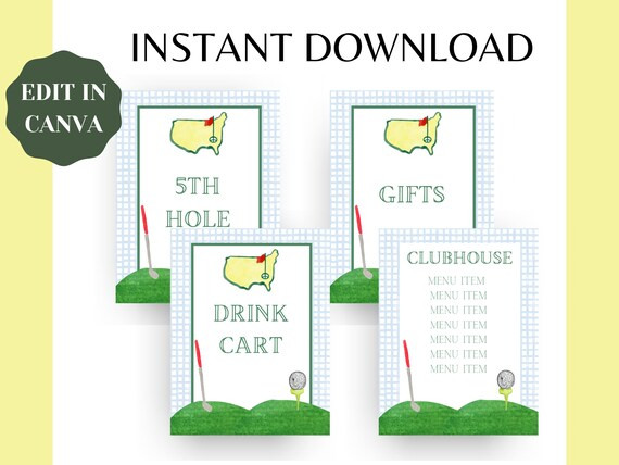 Editable Masters Party Birthday Add Ons Template | Digital Download | Augusta, Golf, Gingham | Etsy (US)
