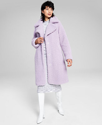 Women's Notch-Collar Teddy Coat | Macy's