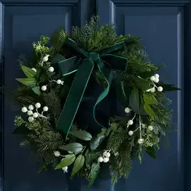 Buy Habitat White Berry And Green Bow Faux Christmas Wreath | Christmas wreaths and garlands | Ha... | Habitat UK