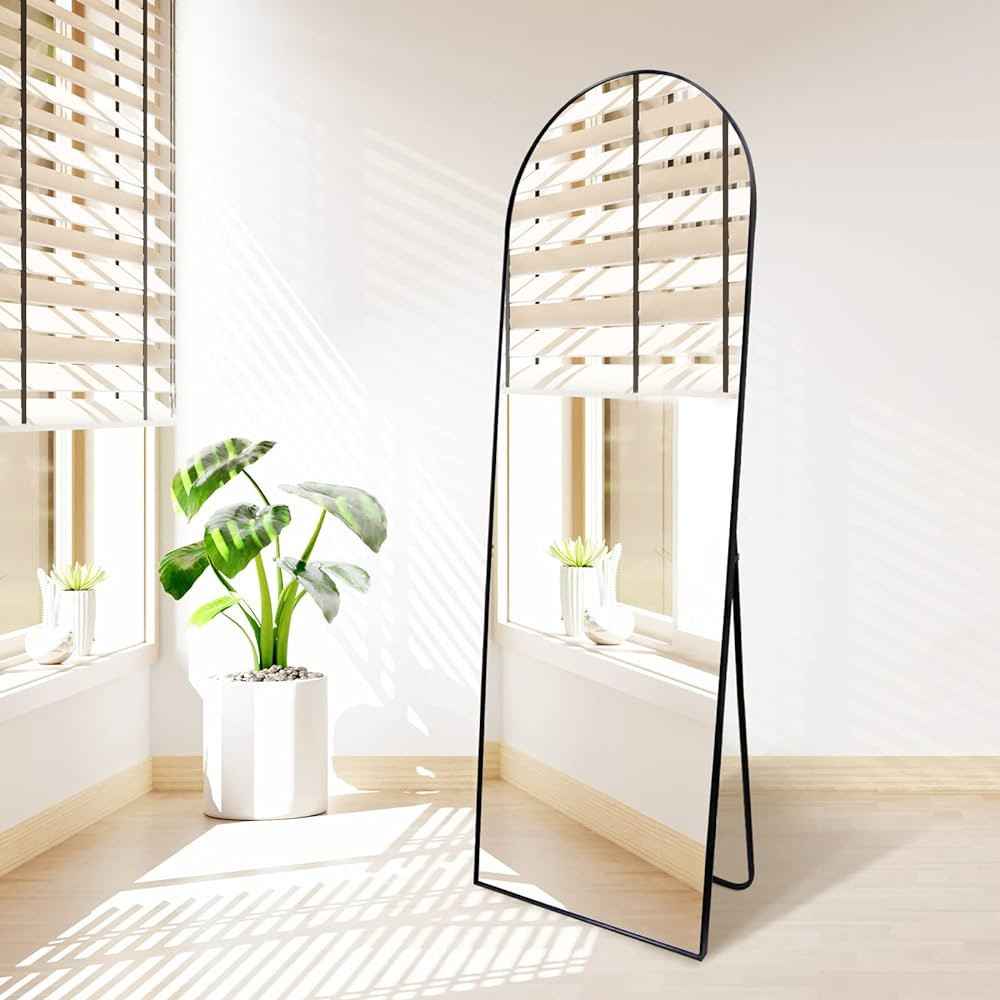 QEQRUG Arched Full Length Mirror 65"x22", Standing Full Body Floor Mirror, Black Large Bedroom Dr... | Amazon (US)