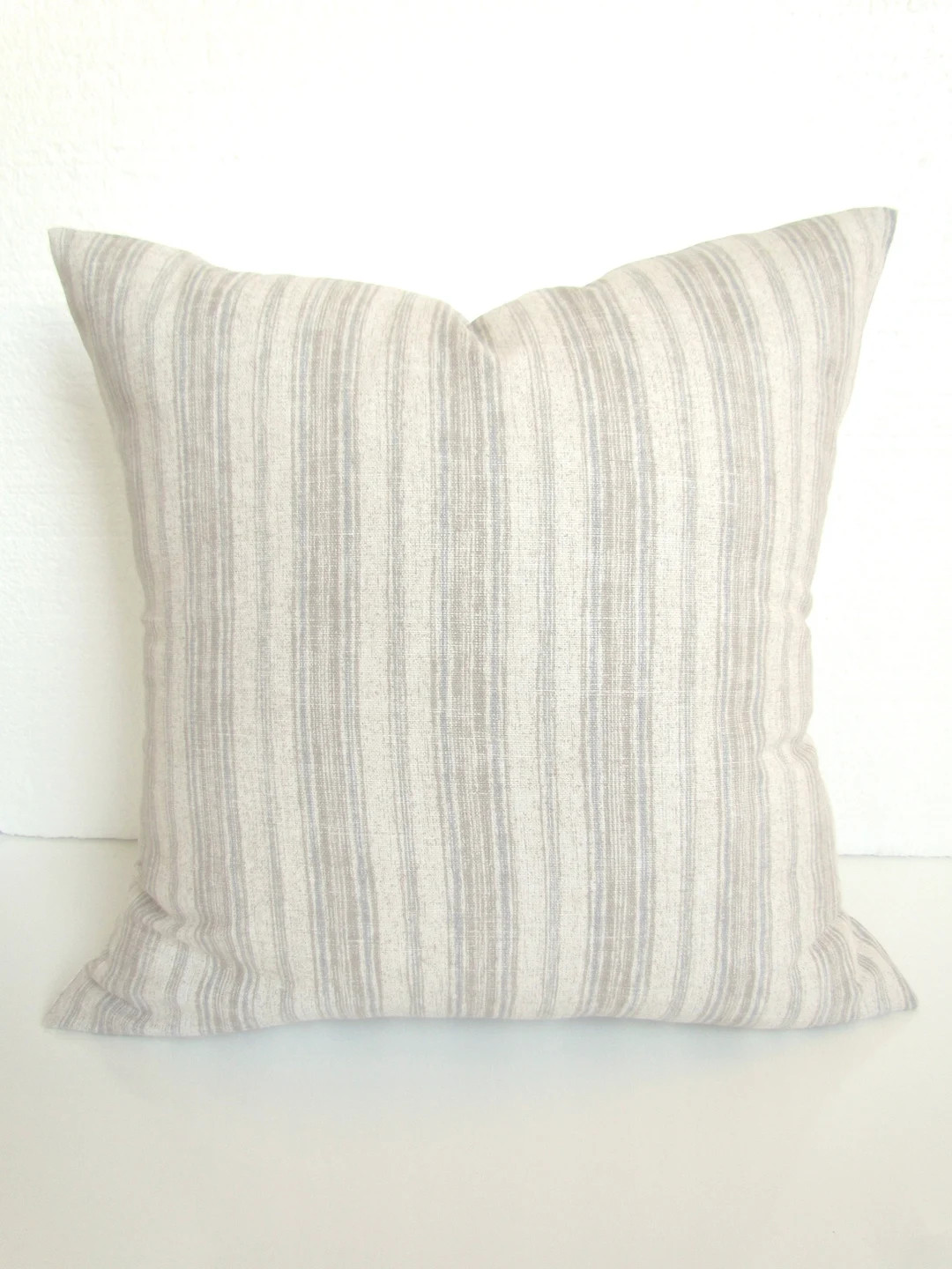 Sale GRAY PILLOWS GREY Throw Pillow Covers Tan Striped Decorative Ticking Stripe .All Sizes | Etsy (US)