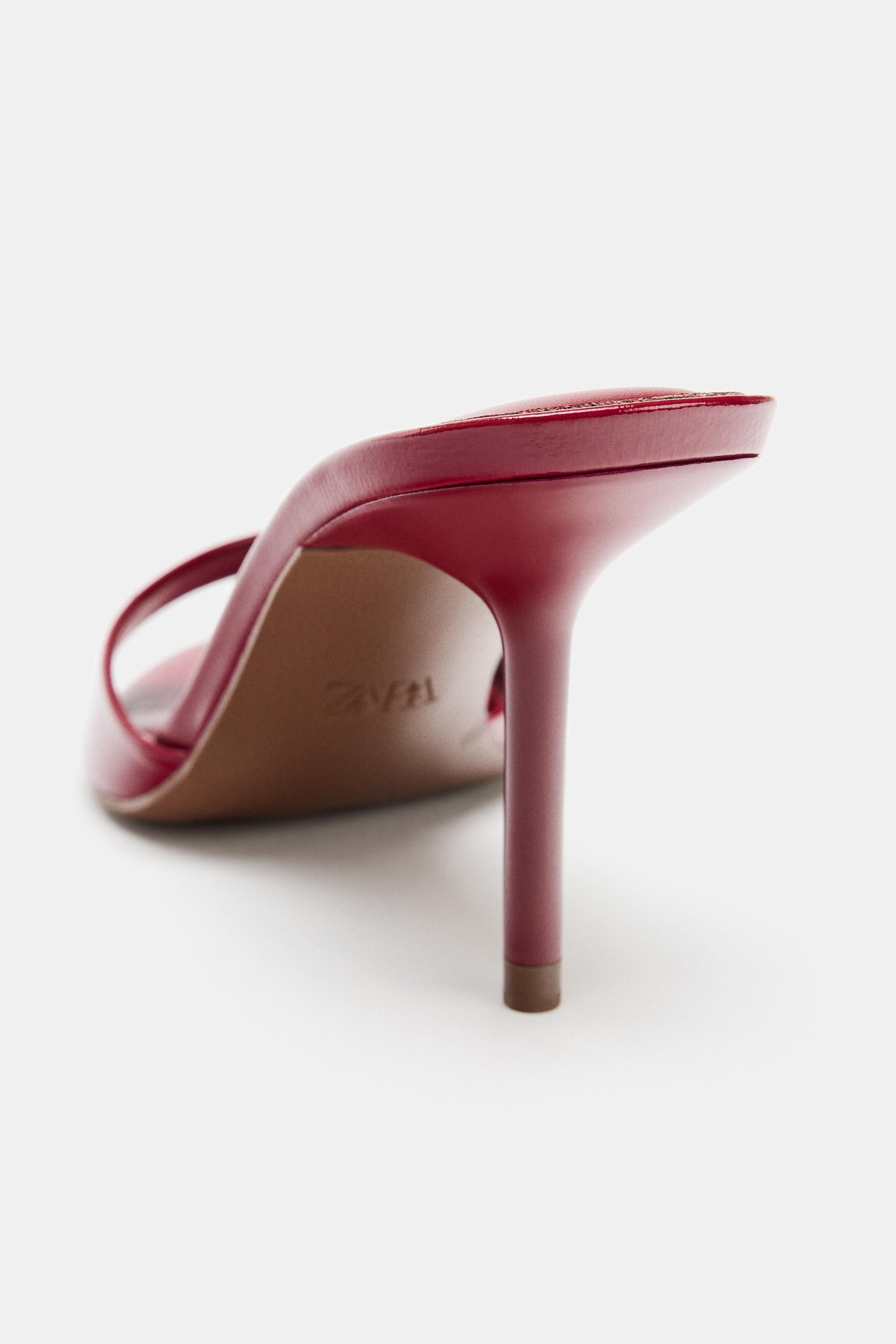 PATENT FINISH HEELED SANDALS | Zara US