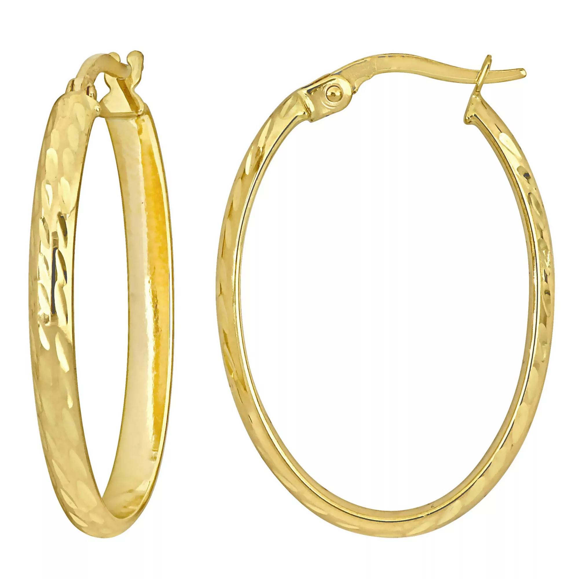 Stella Grace 10k Gold Textured Oval Hoop Earrings | Kohl's